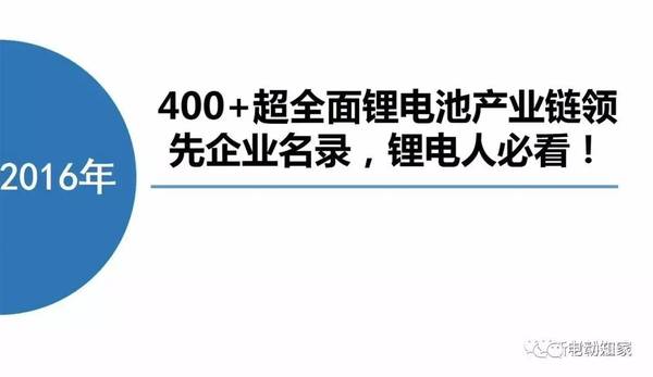 超全面鋰電池產業(yè)鏈領先企業(yè)名錄